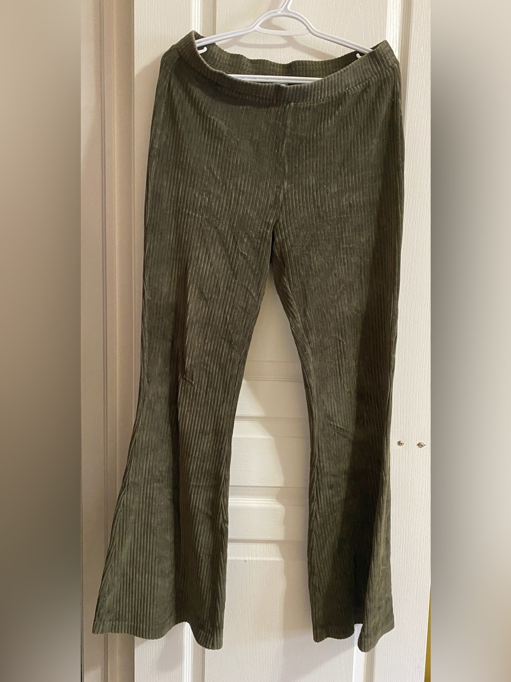 aerie Olive Ribbed Flare Pants